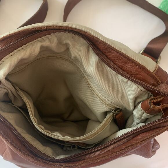 American Leather Co. Women’s Brown Leather Double Strap Casual Backpack Flaw - Picture 14 of 14